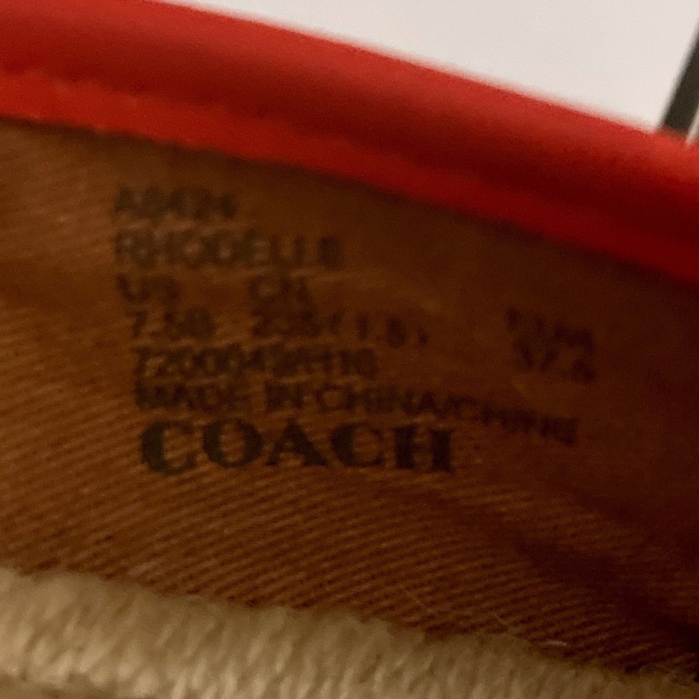 Coach Rhodelle Orange Leather Espadrille Flats Gold Logo Womens 7.5B A8424 - Picture 8 of 8